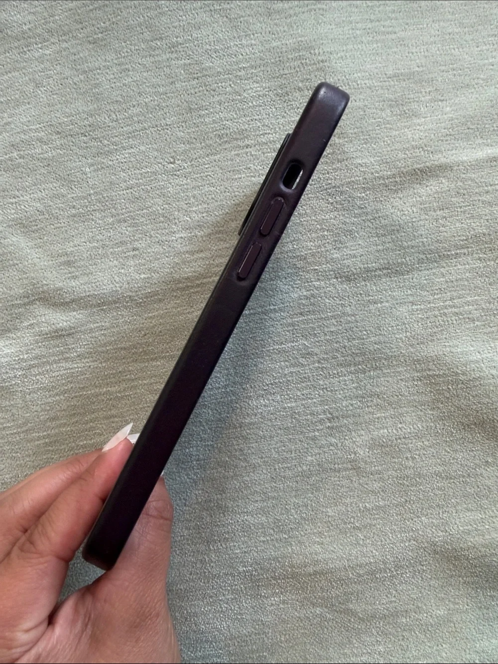 Apple Leather iPhone 13 Pro Max Case - Dark Cherry